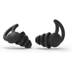 Reusable Silicone Swimming Ear Plugs; Noise Reducing Canceling Earplugs For Men Women Sleep Study Office (Color: Black)