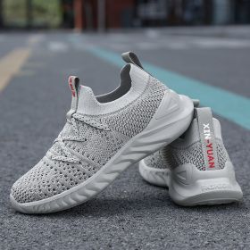 Boys Summer Lightweight Breathable Non-slip Trainers Children Mesh Casual SportShoes Girls Lace-up Flat Sneakers Banner Footwear (Color: GRAY)